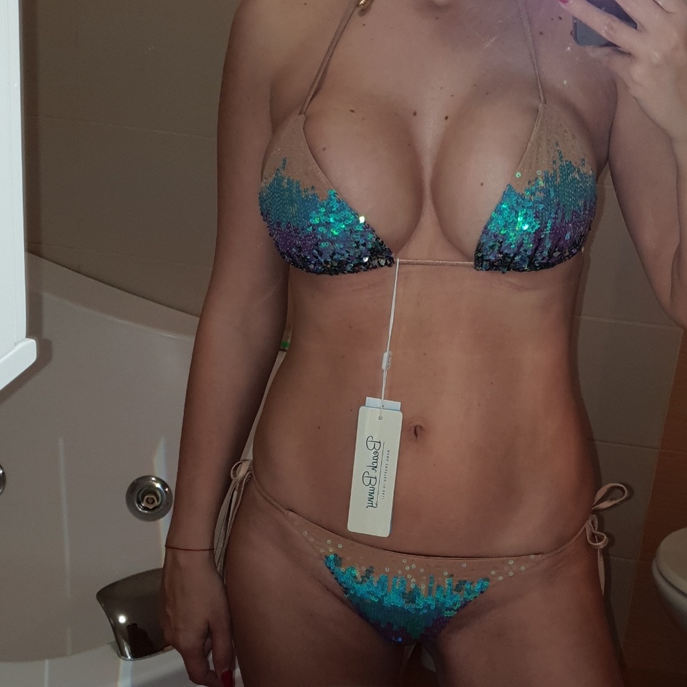 Beach Bunny Ariel Bikini blue purple ombre sequins